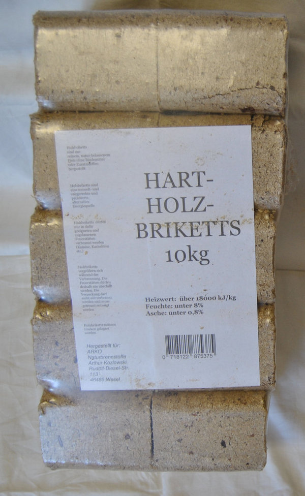 Hartholzbriketts 10 Kg (1Kg 0,28 ct )